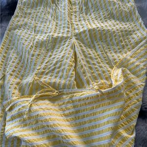 Aerie Yellow and White Striped Lounge Pants